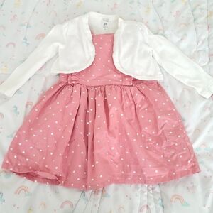 Carter's Pink Dress with Silver Hearts 2T